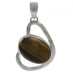 Oval Tiger Eye Pendant, Sterling Silver